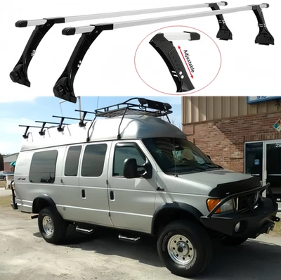 For Ford E-150 E-250 E-350 E-Series 63" Van Roof Rack Cross Bars Rain Gutter Foto 1 de 4