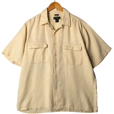 Camisa vintage BRUNO SOFT LINEN manga corta cuello abierto lino caja talla L (m... Foto 1 de 4