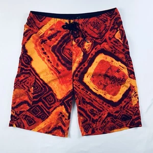 Nike 6.0 Boardshorts Gr. 30 X 10 orange/rot geometrisches Muster Badehose Schwimmen Surfen Strand - Bild 1 von 13