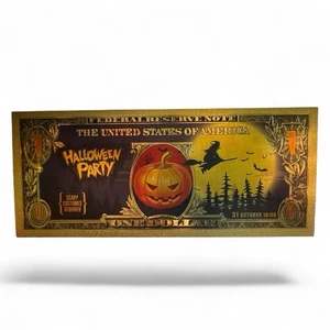 Billetes de Halloween chapados en lámina de oro de 24k y rondas de cobre de Halloween de .999 - Imagen 1 de 9