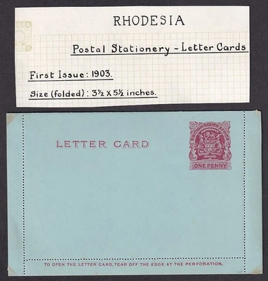 Tarjeta Rhodesia BSA 1903 1d carmín/azul como nueva. HG #A1 Foto 1 de 2