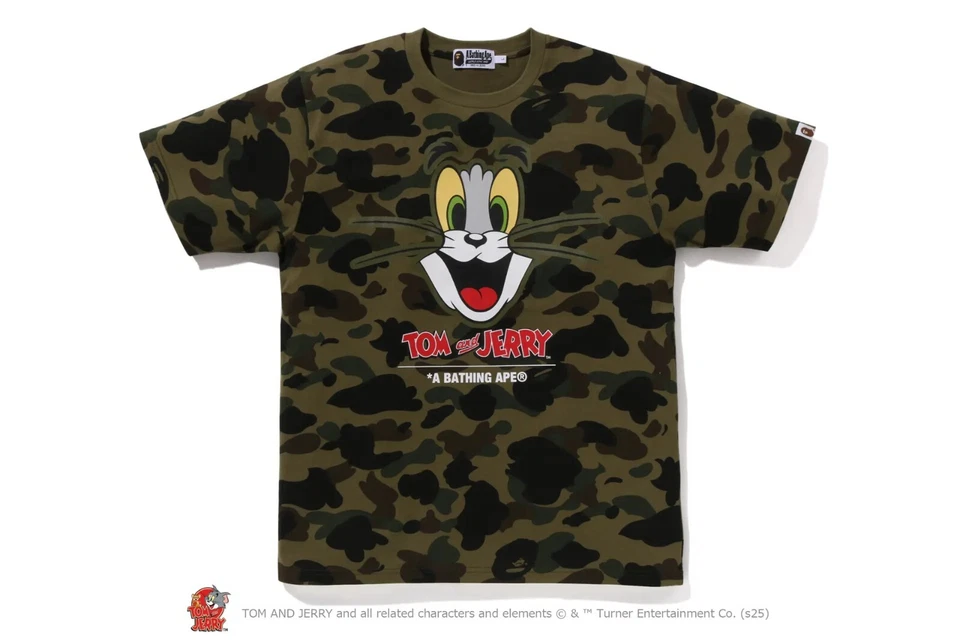 42828 BAPE x TOM AND JERRY 85TH 1ST CAMO TEE green M - Image 1 of 1