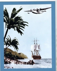 'FLYING BOAT' PHOTO OVER HAWAII 1935 HAND PRINTED B&W PHOTO ON 8X10" MATT BOARD - Picture 1 of 1