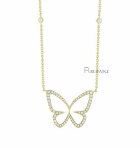 14K Gold 0.50 Ct. Lab-Created Diamonds Butterfly Pendant Necklace - Picture 1 of 1