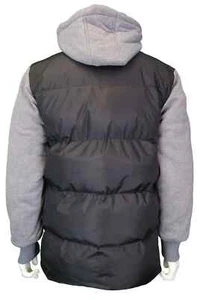 Mens winter jacket with Contrast Sleeves & Hood - Black and Grey - Picture 1 of 2