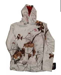 REALTREE SNOW WHITE CAMOUFLAGE "TEN BUCK" YOUTH FLEECE LIGHT WEIGHT HOODIE NWT - Picture 1 of 4