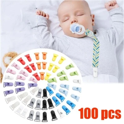100pcs Colored Plastic KAM Pacifier Suspender DIY Dummy Clip Craft Badge Holder - image 1 of 4