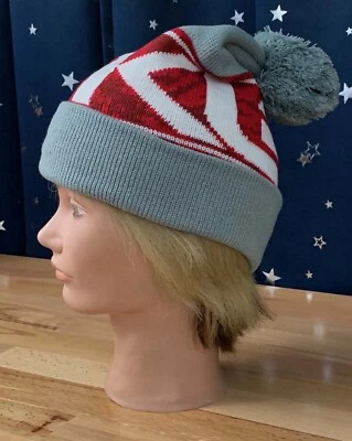 Gorro OAKLEY Wanderlust Pom - Gris Piedra/Rojo/Blanco - Nuevo con Etiquetas Foto 1 de 4