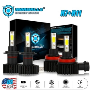 IRONWALLS LED Headlight Bulbs Kit for GMC Acadia 2007-2012 High Low Beam 6000K - Picture 1 of 12