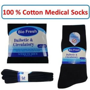 Calcetines DIABÉTICOS Negro Hombre 100 % Algodón Negro Suave Circulación Amplia Top 6-11 - Imagen 1 de 12