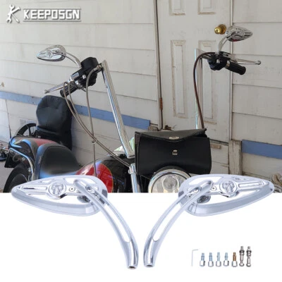 Espejos retrovisores laterales calavera lágrima para Harley Softail Fatboy Street 750 500 Sportster Foto 1 de 4