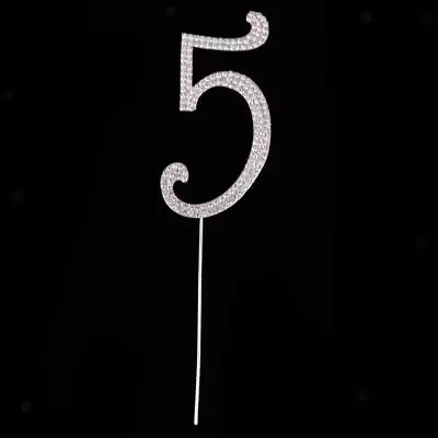 Bling Rhinestone Number 5 Cake Topper Birthday Wedding Anniversary Table Number — 第 1/2 张图片