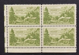 US Stamps, Scott #999 Nevada Centennial 1951 3c block of 4 XF M/NH Beautiful - Picture 1 of 3