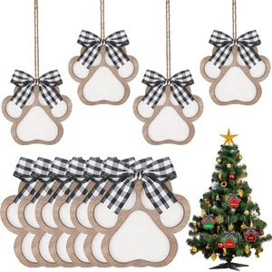 10 Pcs Dog Paw Christmas Ornament Pet Paw Wooden Dog Paw Print Cutout Unfinis... - Picture 1 of 7