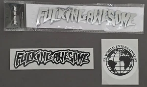 RARE Fucking_Awesome Chrome Stamp Logo Car Emblem PLUS 2 FA Stickers Supreme huf - Picture 1 of 3