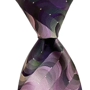 VERSE 9 V9 Herrenkrawatte 100 % Seide Designer Geometrisch Lila/Grau/Weiß EUC - Bild 1 von 3