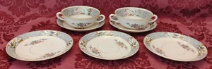 Lenox Ming (Black Mark) China Cream Soup Bowl & Saucer -Set of 2 + Extra Saucers - Picture 1 of 5
