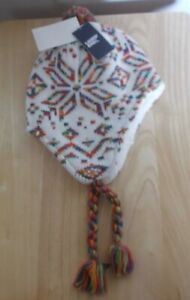 LANDS END GIRLS WINTER TRAPPER HAT - RAINBOW FRILLS - SIZE XS/SMALL - NWT