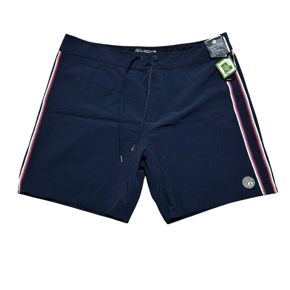 Volcom Men Size 40 Navy Blue Crafter Liberators Trunks Swim Board Short NWT - Image 1 of 4