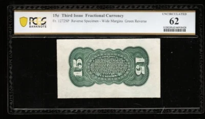 15 Cent Third Issue Fr 1272SP Fractional Currency PCGS 62 - Wide Margins - Y1 - Image 1 of 2