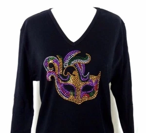 S M L XL Embellished Rhinestone & Stud Gold Mardi Gras Masquerade Mask Top - Picture 1 of 4