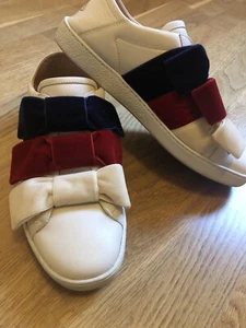 100% Original Gucci Ace leather Velvet Bow Sneaker 38,5 39 Schleife - Bild 1 von 7