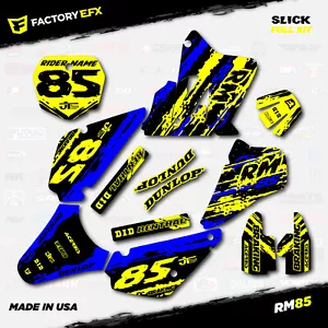 Black Blue Yellow Slick Racing Graphics Kit fit Suzuki RM85 01-21 RM 85 Decal - Picture 1 of 5