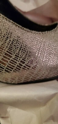 Sparkly Glittery Pink Purple Open Peep Toe Platform Pumps Heels women's size 8  - Image 1 of 4