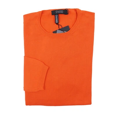 Suéter Cruciani Tejido Naranja Profundo Sea Island Algodón Cuello en V XS (Eu 46) Nuevo con Etiquetas Foto 1 de 4