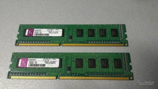 Coppia di ram ddr3 1333 kingston 1gb l'una - Immagine 1 di 1