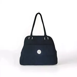 Vera Bradley Zip Around Rolled Handles Turnlock Classic Black Microfiber Purse - Picture 1 of 8