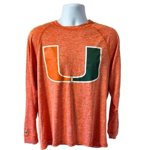Miami Hurricanes Long Sleeve Shirt Men Large Heather Orange Dry Excel U Graphic - Picture 1 of 18