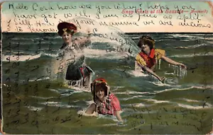 Postal Snap Shots Sirenas junto al mar espalda indivisa matasellos 1908 - Imagen 1 de 2