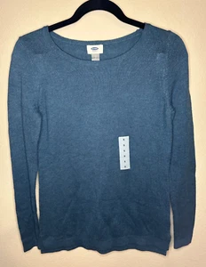 Old Navy SMALL Long Sleeve Crewneck Split Hem Sweater T-Shirt Tee in Jade Blue - Picture 1 of 2