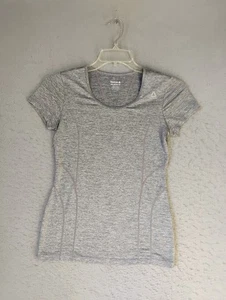 Reebok Womens Top XS Gray Short Sleeve Round Neck Solid Activewear Logo Pullover - Picture 1 of 10