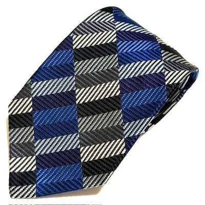 Duchamp London Tie Geometric Stripes Multi Color Retro Style Unique Cool ENGLAND - Image 1 of 4
