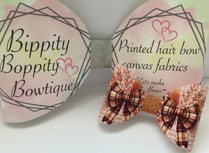 AUTUMN BOWS 4 INCH PRINTED CANVAS FABRIC BOW LOOPS MAKE YOUR OWN HAIR BOWS - Picture 1 of 4