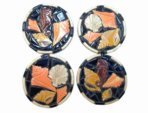 Posavasos de mosaico Sea Shell, arte de mosaico hecho a mano remaches de azulejos de cerámica, juego de 4 - Imagen 1 de 7