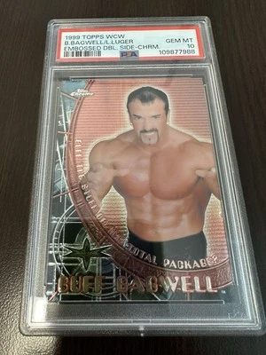 1999 Topps WCW Embossed Chrome Double-Sided Lex Luger Buff Bagwell Psa 10 - Image 1 of 2