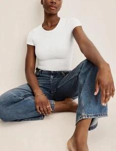 Knix **Neu mit Etikett**SculptRib Cotton T-Shirt weiß Baumwolle/Elasthan Gr. XS - Bild 1 von 12