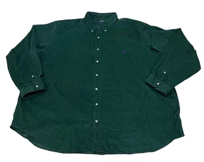 Polo Ralph Lauren Corduroy Shirt Mens 3XB Big Long Sleeve Button Down Green - Image 1 of 3