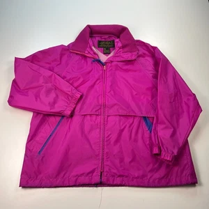 Giacca antipioggia vintage Eddie Bauer donna grande viola full zip tasche nylon - Foto 1 di 7