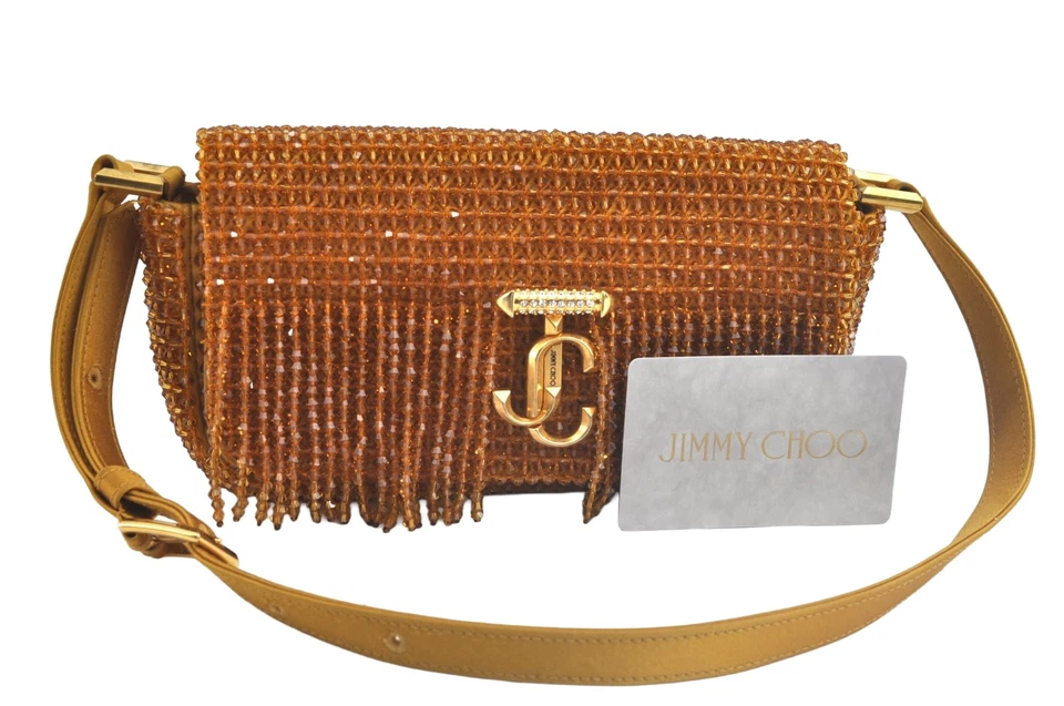 Подлинный JIMMY CHOO Varenne бисер кожи наплечная ручная сумка сумочка желтый 2656N - Изображение 1 из 4