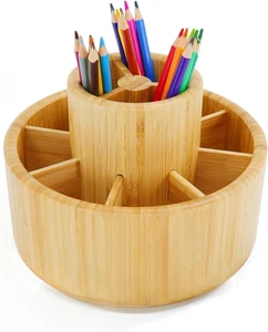 Bambus Rotierende Kunst Zubehör Schreibtisch Organizer, Bleistift Halter Organizer, Schreibtisch Aufbewahrung - Bild 1 von 12
