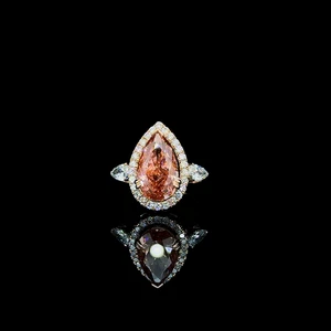 4 TCW Pear Lab Grown Diamond Ring Vivid Pink IGI Certified 14 KT White Gold - Picture 1 of 17