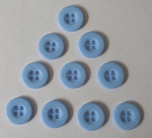 10  Baby Blue Colour Four Hole Round Resin Buttons Size 15mm - Picture 1 of 2