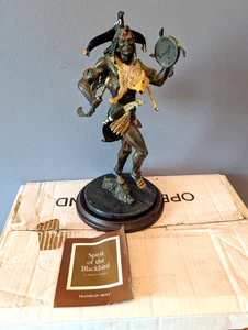 Franklin Mint SPIRIT OF THE BLACKBIRD American Indian Bronze Statue BOXED COA - Picture 1 of 10