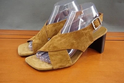 Vince Omega Zapatos Mujer 8.5 Marrón Gamuza Sandalias Tacón Bloque Correa Cruzada Foto 1 de 4