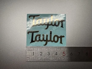 2Pcs For Taylor Electric Guitar Bass Headstock Neck Metal Stickers Chrome Golden - Picture 1 of 8