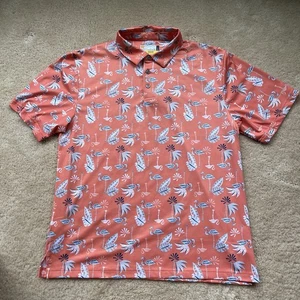 Nicklaus Eco Choice Men’s Coral Flamingo Golf Polo Shirt - Sz L - EUC - Stretch - Picture 1 of 6